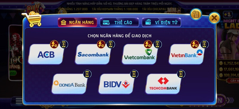 Phương thức nạp tiền với ngân hàng internet banking